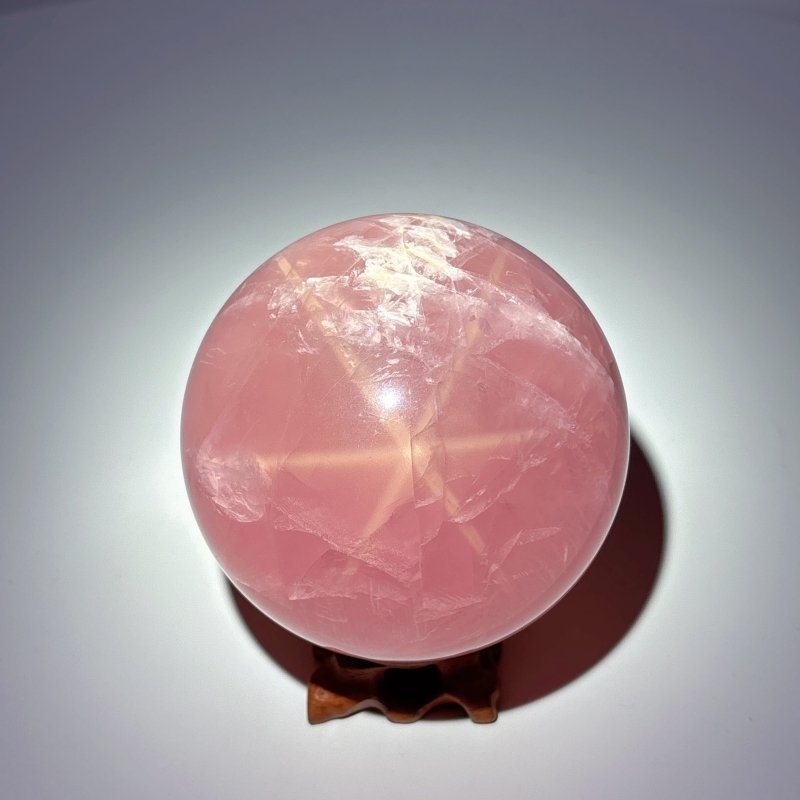 3.6in High Quality Six Star Line Rose Quartz Sphere For Collection - Wholesale Crystals