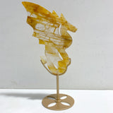 Hematoid Quartz Golden Fire Quartz Flying Dragon Carving With Stand