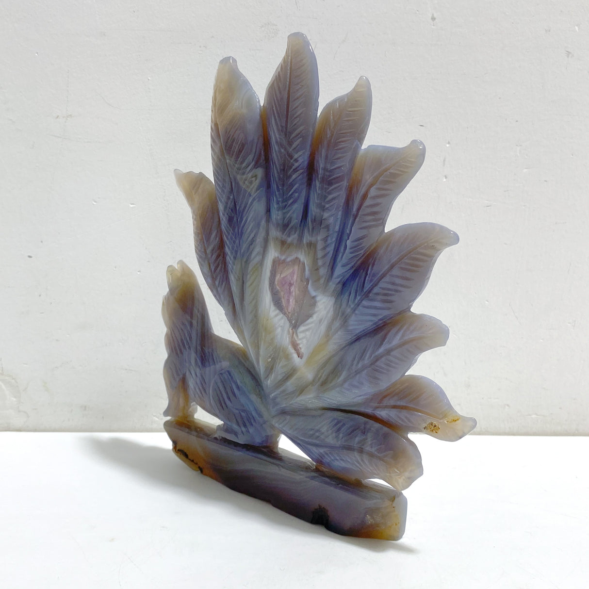2 Pieces Geode Agate Druzy Nine-tailed Fox Carving #17