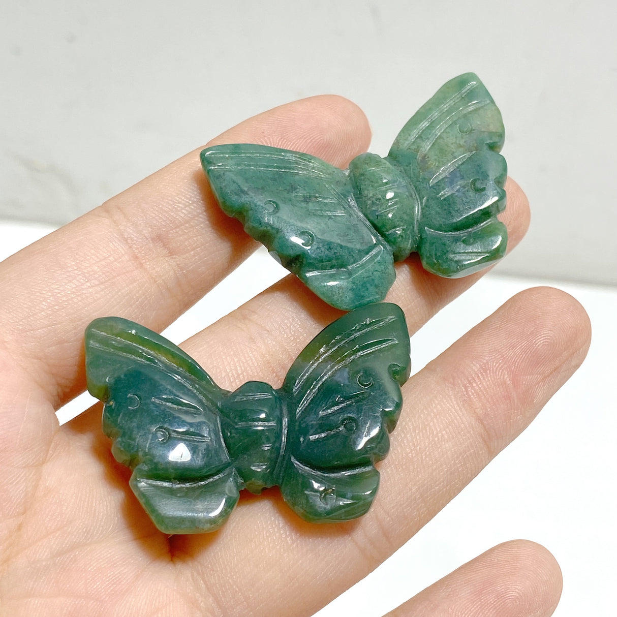 Moss Agate Butterfly Carving Wholesale