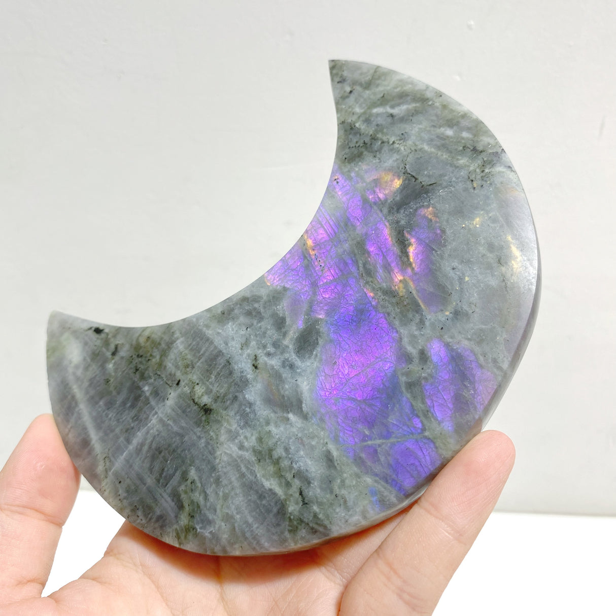 4 Pieces Beautiful Large Labradorite Moon Carving With Stand
