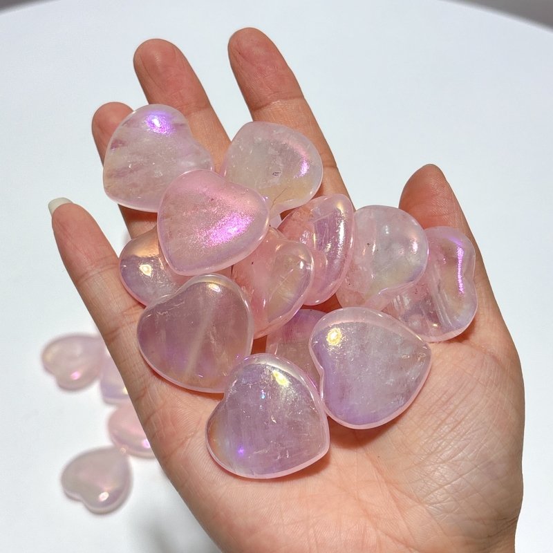 3cm Aura Rose Quarz Heart Crystal Wholesale - Wholesale Crystals