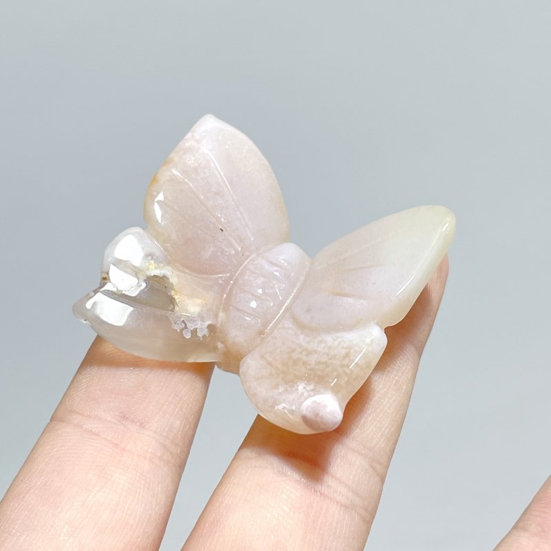 3D Butterfly Carving Wholesale Rose Quartz Sakura Flower Agate - Wholesale Crystals
