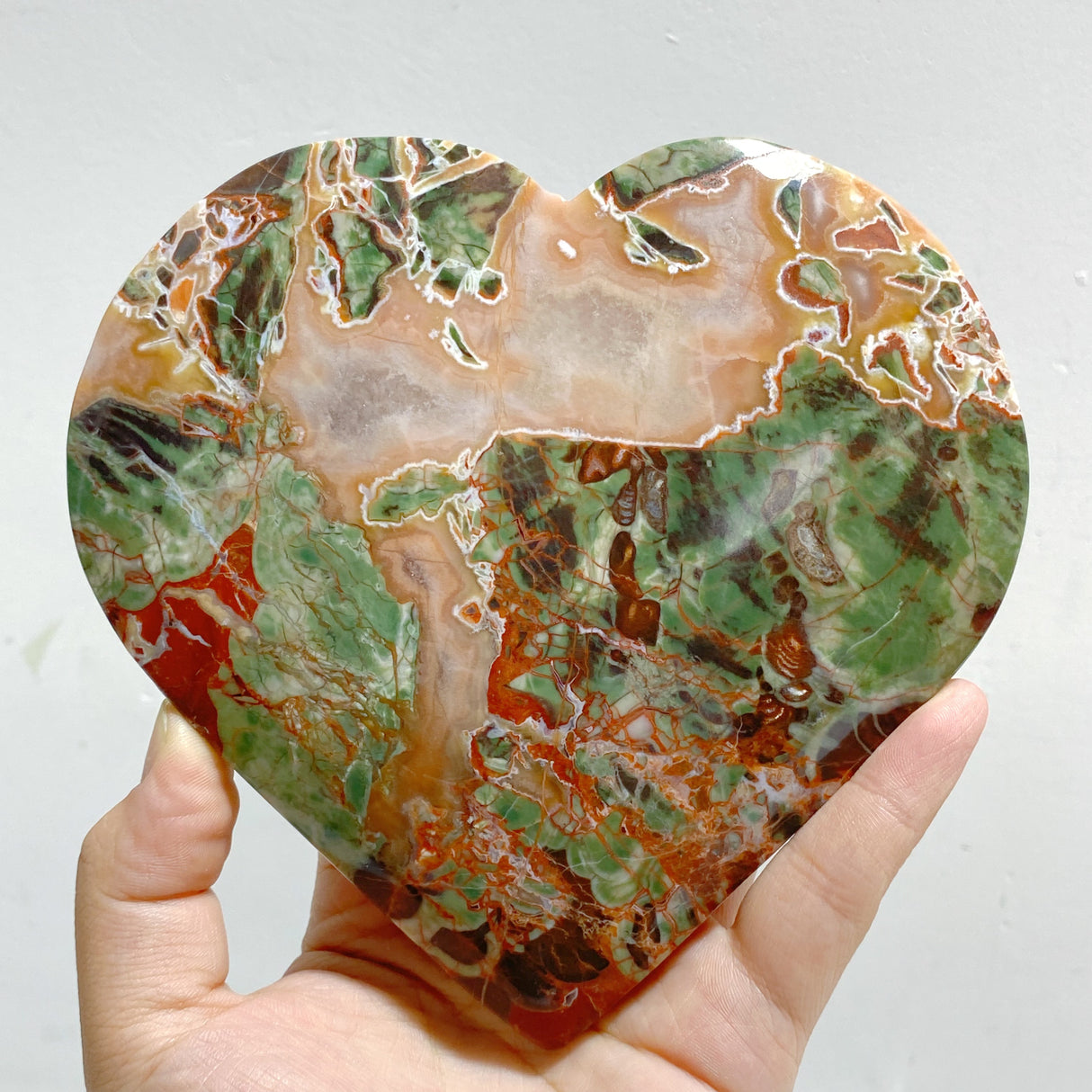 5 Pieces Large Money Agate Heart With Stand