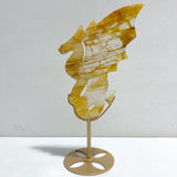 Hematoid Quartz Golden Fire Quartz Flying Dragon Carving With Stand