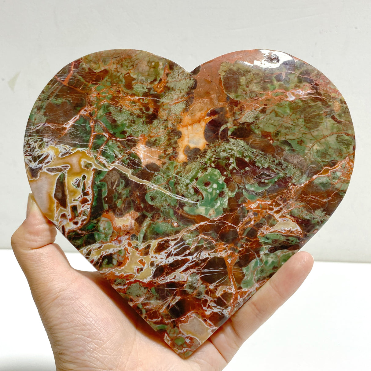 4 Pieces Large Money Agate Heart With Stand