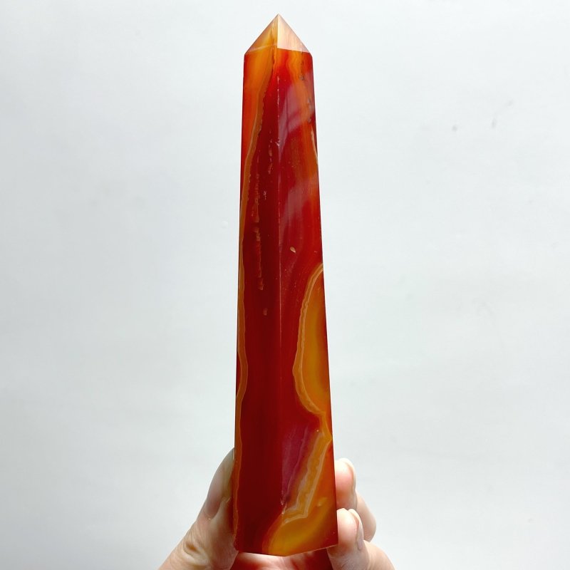 4 - 6.3in Red Carnelian Stripe Tower Point Crystal Wholesale - Wholesale Crystals