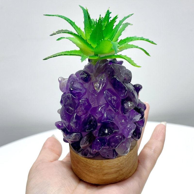 4 Color Pineapple LED Table Lamp Decorations Amethyst Agate - Wholesale Crystals