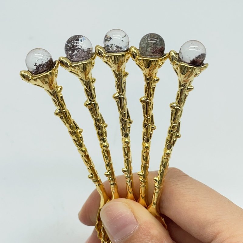 4 Colors Coffee Spoon With Garden Quartz Sphere Wholesale -Wholesale Crystals