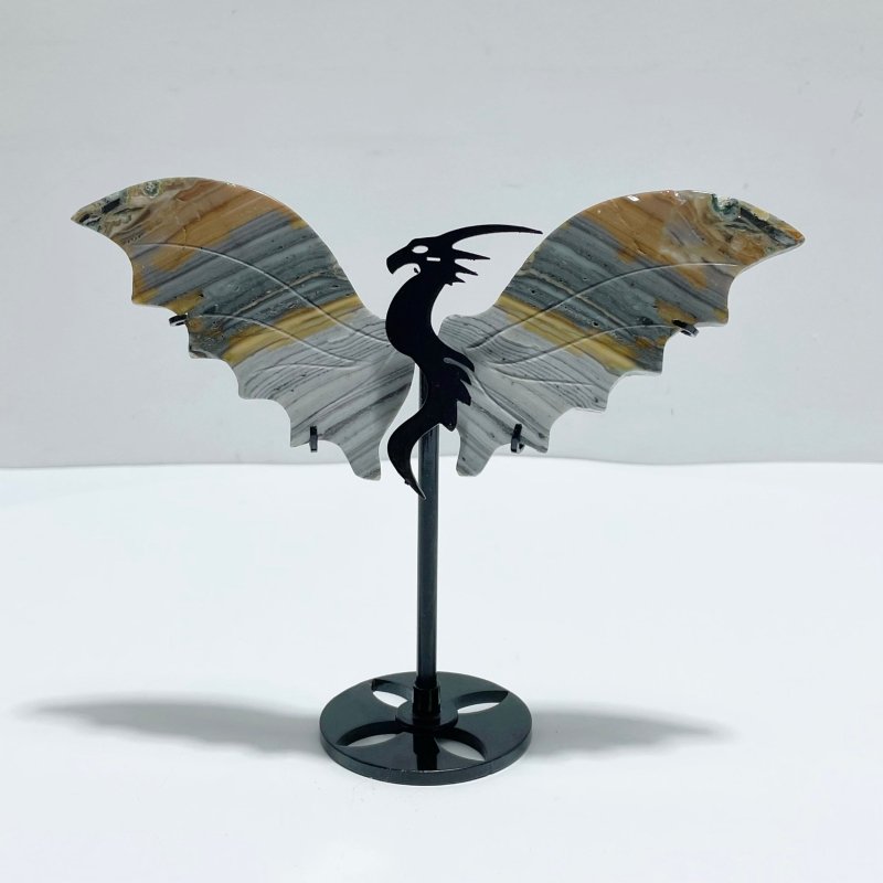 4 Pairs Agate Flying Dragon Wing With Stand Morocco Agate - Wholesale Crystals