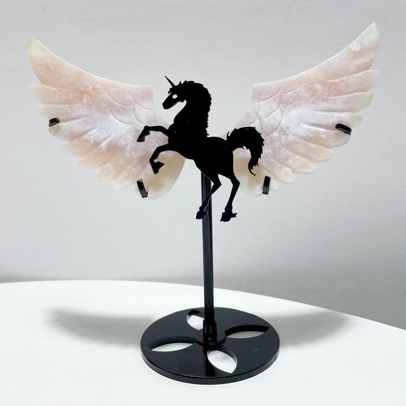 4 Pairs Beautiful Agate Small Pegasus Wing Carving With Stand - Wholesale Crystals