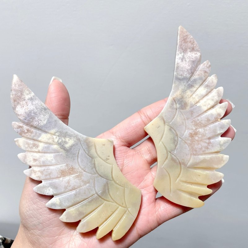 4 Pairs Beautiful Agate Small Pegasus Wing Carving With Stand - Wholesale Crystals