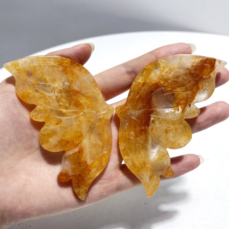 4 Pairs Beautiful Butterfly Carving With Stand Moss Agate Golden Hematoid Quartz - Wholesale Crystals