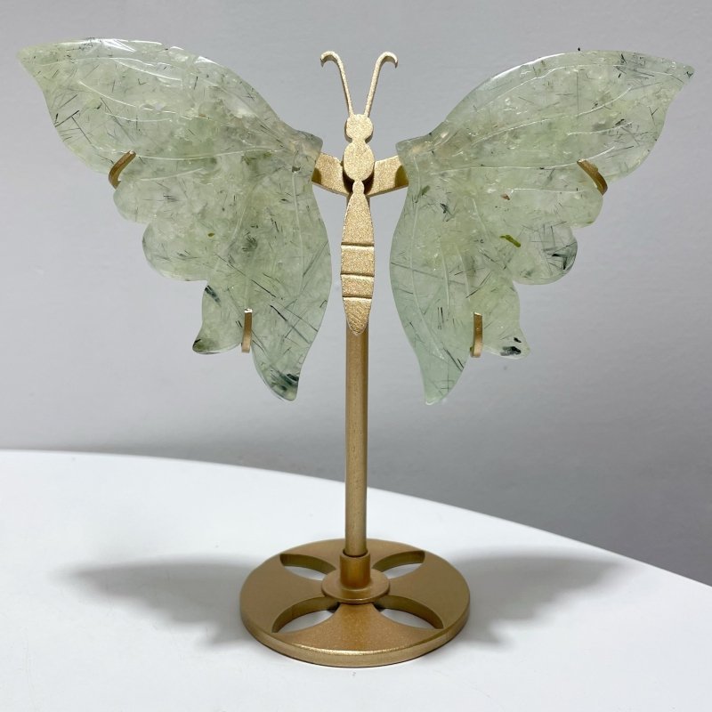 4 Pairs Beautiful Prehnite Butterfly Wing With Stand - Wholesale Crystals