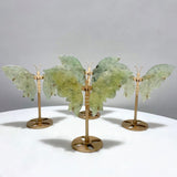 4 Pairs Beautiful Prehnite Butterfly Wing With Stand - Wholesale Crystals