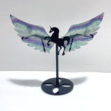 4 Pairs Beautiful Rainbow Fluorite Pegasus Wing Crystal Carving With Stand - Wholesale Crystals