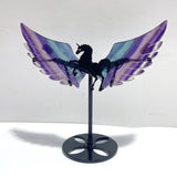 4 Pairs Beautiful Rainbow Fluorite Pegasus Wing Crystal Carving With Stand - Wholesale Crystals