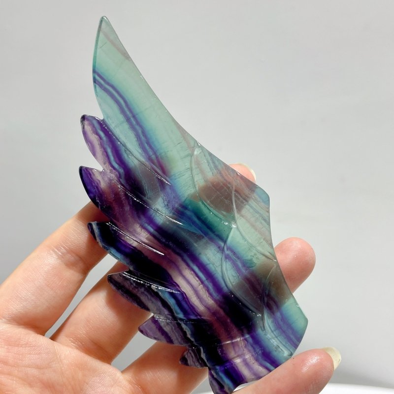 4 Pairs Beautiful Rainbow Fluorite Pegasus Wing Crystal Carving With Stand - Wholesale Crystals