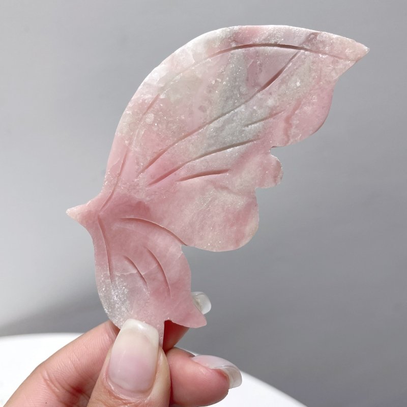 4 Pairs Cute Pink Opal Butterfly Wing Carving With Stand - Wholesale Crystals