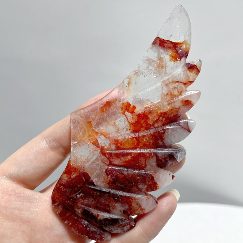 4 Pairs Fire Quartz Beautiful Pegasus Wing Carving With Stand - Wholesale Crystals