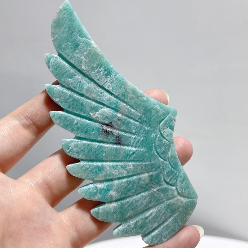 4 Pairs Mixed Pegasus Wing Carving With Stand Rhodonite Amazonite - Wholesale Crystals