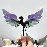 4 Pairs Pegasus Wing Crystal Carving With Stand Trolleite Amazonite Yellow Calcite Fluorite - Wholesale Crystals