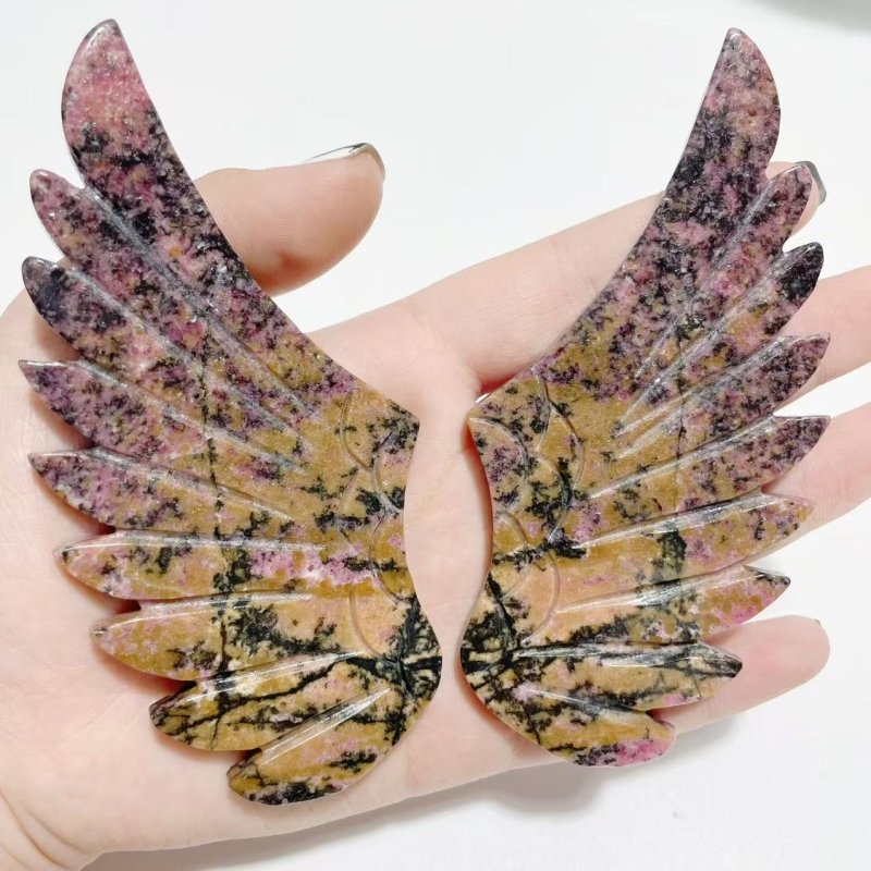 4 Pairs Pegasus Wing With Stand Chevron Amethyst Dragon Blood Stone - Wholesale Crystals