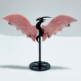 4 Pairs Pink Opal Flying Dragon Wing With Stand - Wholesale Crystals