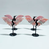 4 Pairs Pink Opal Flying Dragon Wing With Stand - Wholesale Crystals