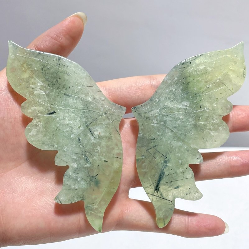 4 Pairs Prehnite Butterfly Wing With Stand - Wholesale Crystals