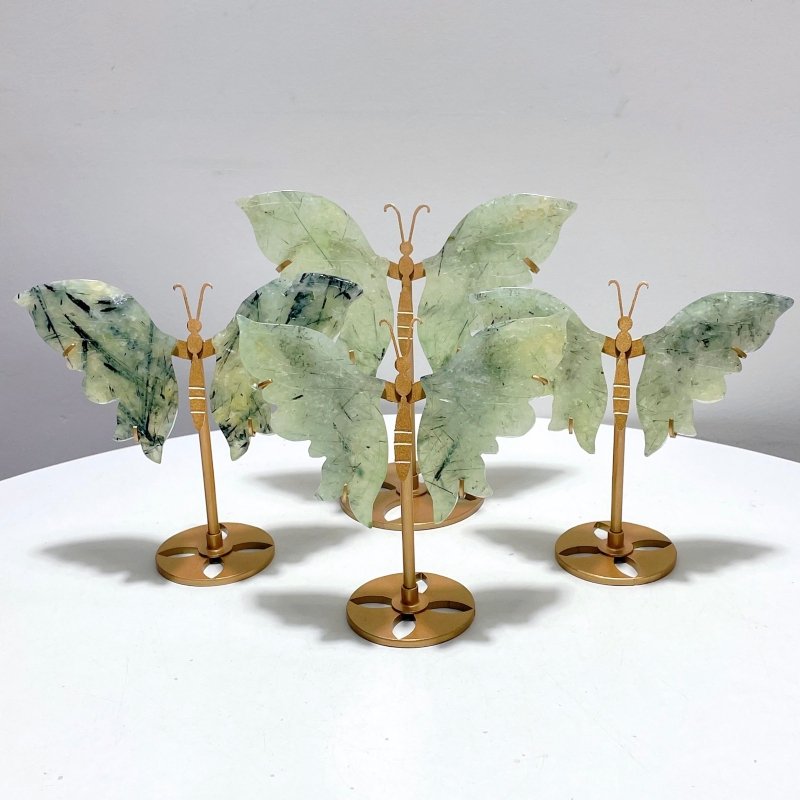 4 Pairs Prehnite Butterfly Wing With Stand - Wholesale Crystals