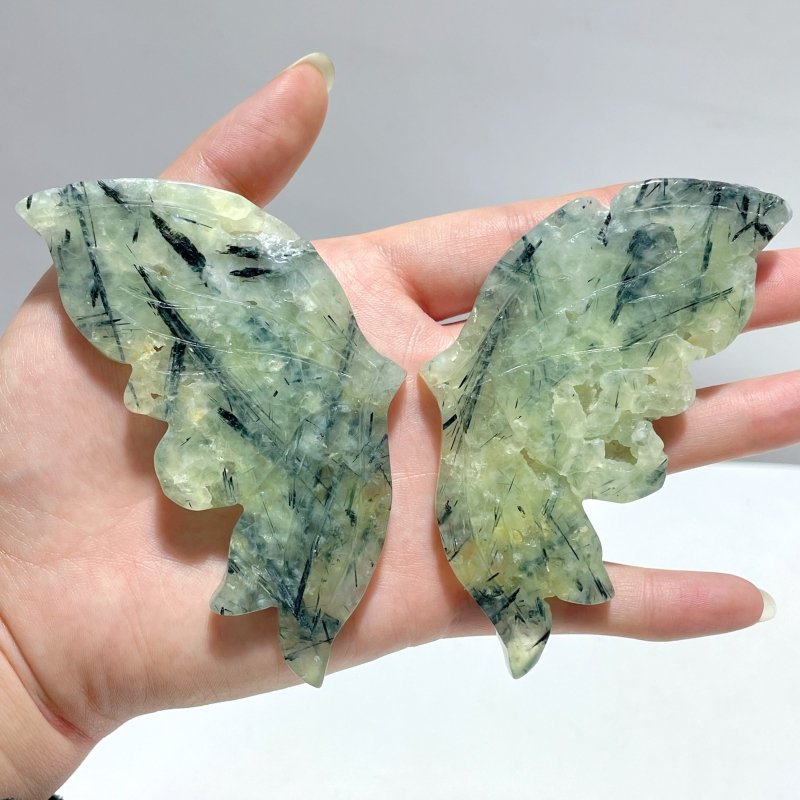 4 Pairs Prehnite Butterfly Wing With Stand - Wholesale Crystals