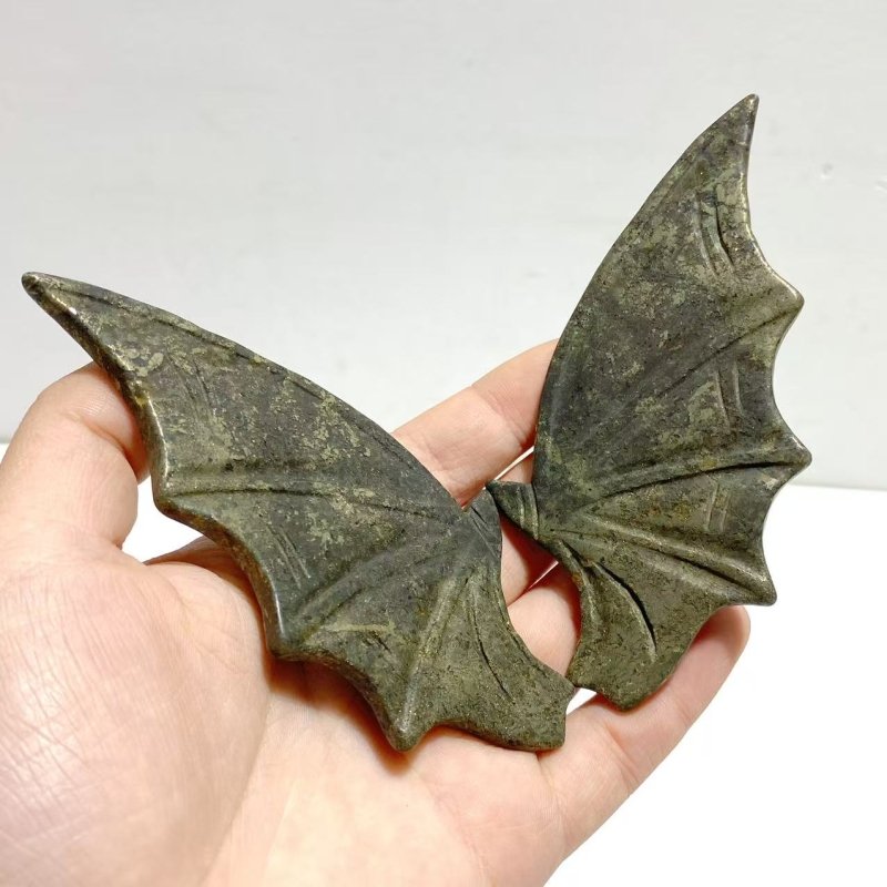 4 Pairs Pyrite Bat Wing Carving With Stand - Wholesale Crystals