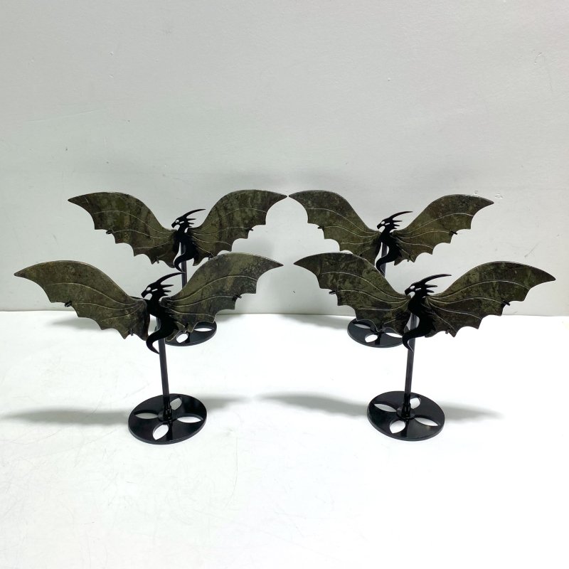 4 Pairs Pyrite Flying Dragon Wing Carving With Stand - Wholesale Crystals