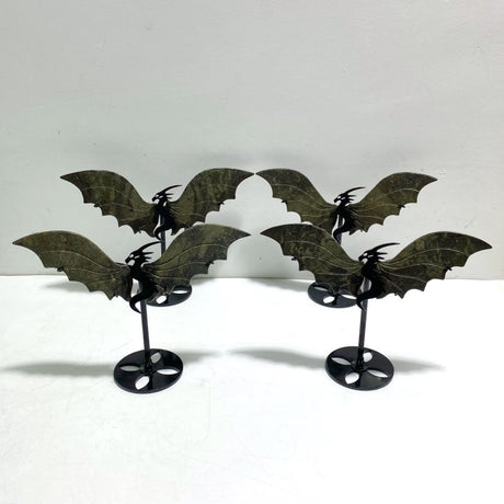 4 Pairs Pyrite Flying Dragon Wing Carving With Stand - Wholesale Crystals