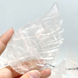 4 Pairs Rose Quartz Angel Wing Carving With Stand - Wholesale Crystals