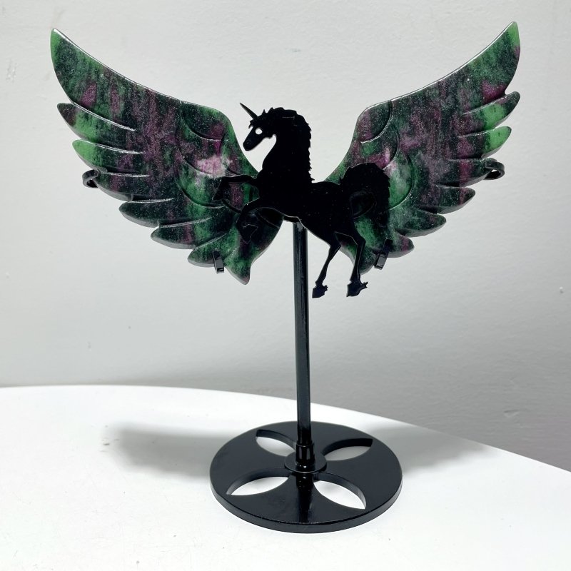 4 Pairs Ruby Zoisite Pegasus Wing Carving With Stand - Wholesale Crystals