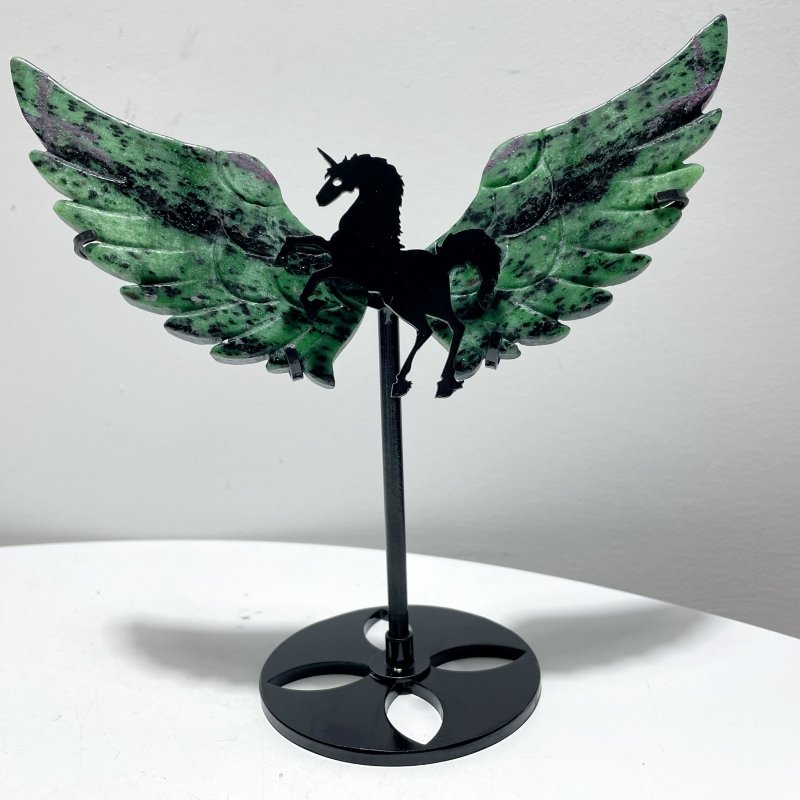 4 Pairs Ruby Zoisite Pegasus Wing Carving With Stand - Wholesale Crystals