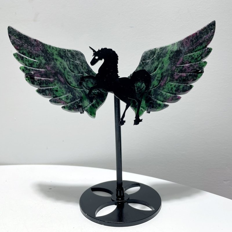 4 Pairs Ruby Zoisite Pegasus Wing Carving With Stand - Wholesale Crystals