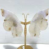 4 Pairs Sakura Flower Agate Butterfly Wing Carving With Stand - Wholesale Crystals
