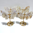 4 Pairs Sakura Flower Agate Butterfly Wing Carving With Stand - Wholesale Crystals