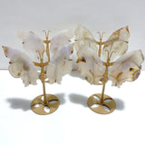 4 Pairs Sakura Flower Agate Butterfly Wing Carving With Stand - Wholesale Crystals