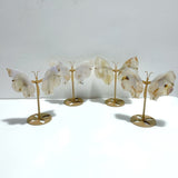4 Pairs Sakura Flower Agate Butterfly Wing Carving With Stand - Wholesale Crystals