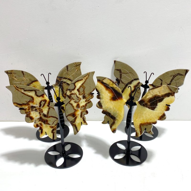 4 Pairs Septarian Butterfly Wing Carving With Stand 5 - Wholesale Crystals