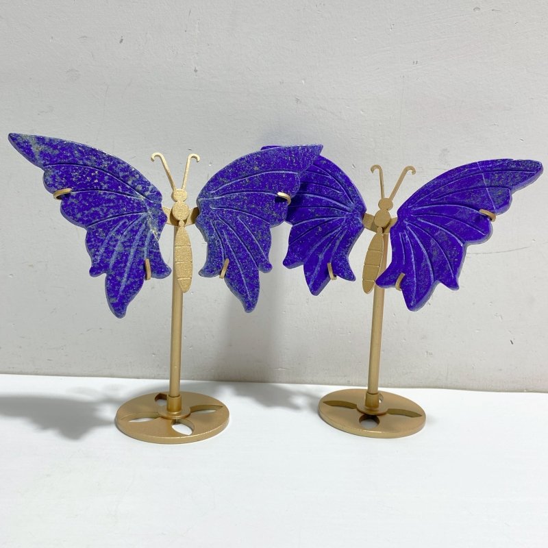 4 Pairs Small Lapis Lazuli Butterfly Wing Carving With Stand -Wholesale Crystals