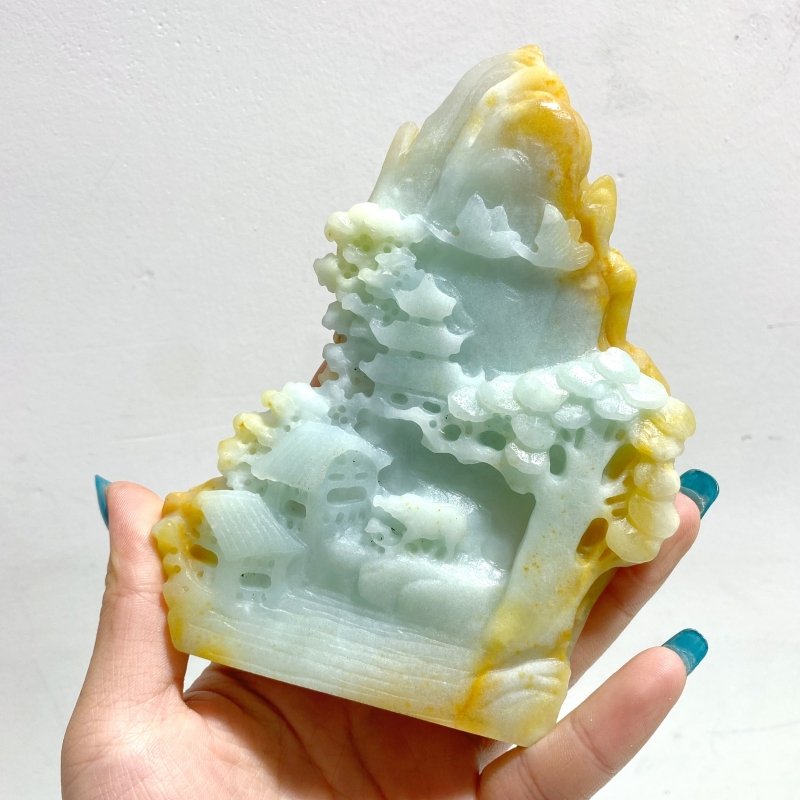 4 Pieces Beautiful Caribbean Calcite Landscape Pavilion Carving 7 - Wholesale Crystals