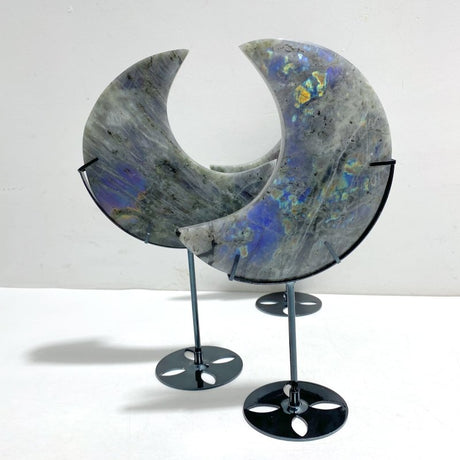 4 Pieces Beautiful Labradorite Moon Carving With Stand - Wholesale Crystals