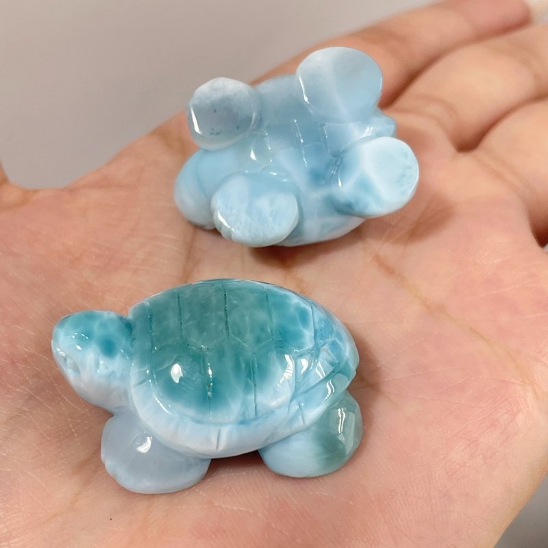 4 Pieces Beautiful Larimar Turtle Carving - Wholesale Crystals