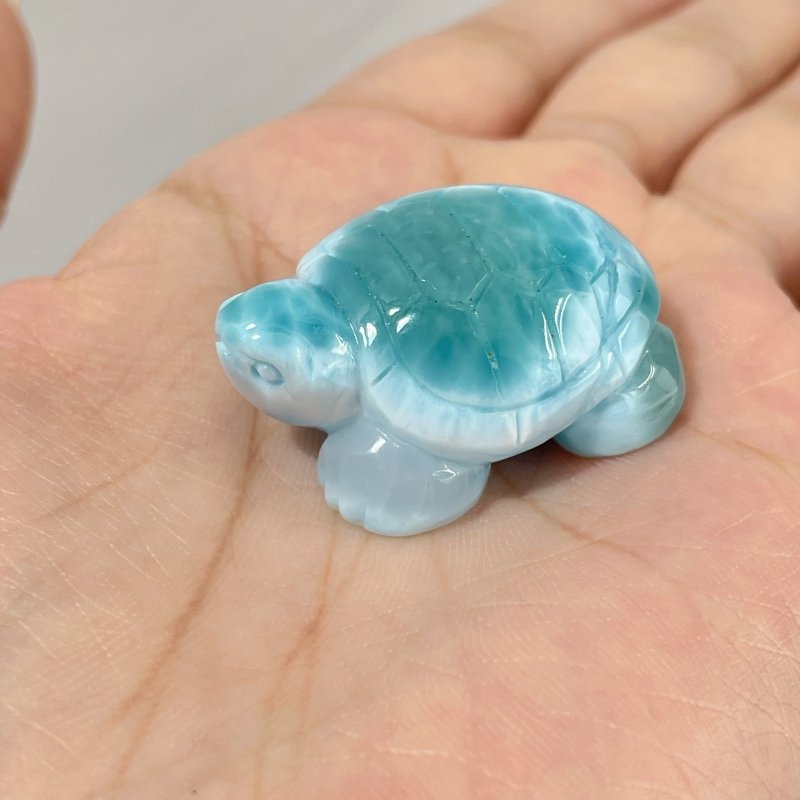 4 Pieces Beautiful Larimar Turtle Carving - Wholesale Crystals