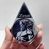 4 Pieces Black Stripe Agate Engraved Olympian Gods Arrow Head Shape - Wholesale Crystals